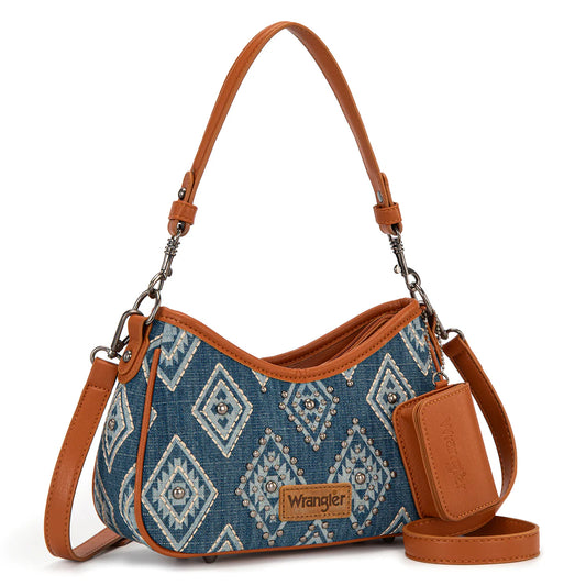 Wrangler Aztec Studded Denim Shoulder Bag | Jean