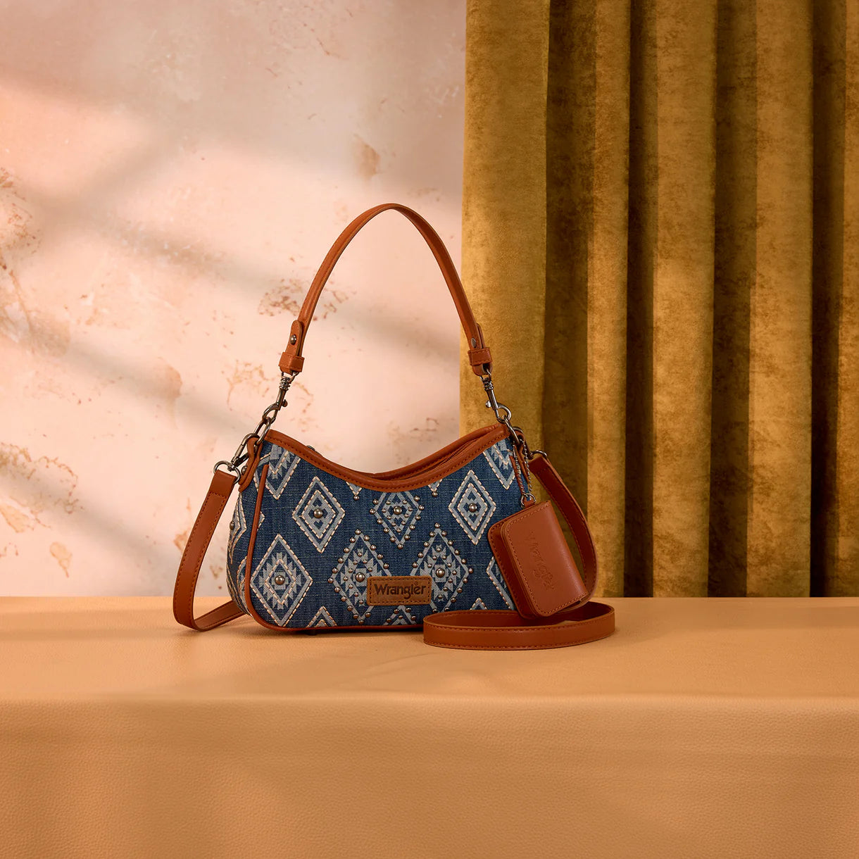 Wrangler Aztec Studded Denim Shoulder Bag | Jean