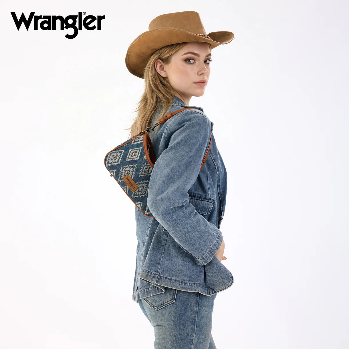 Wrangler Aztec Studded Denim Shoulder Bag | Jean