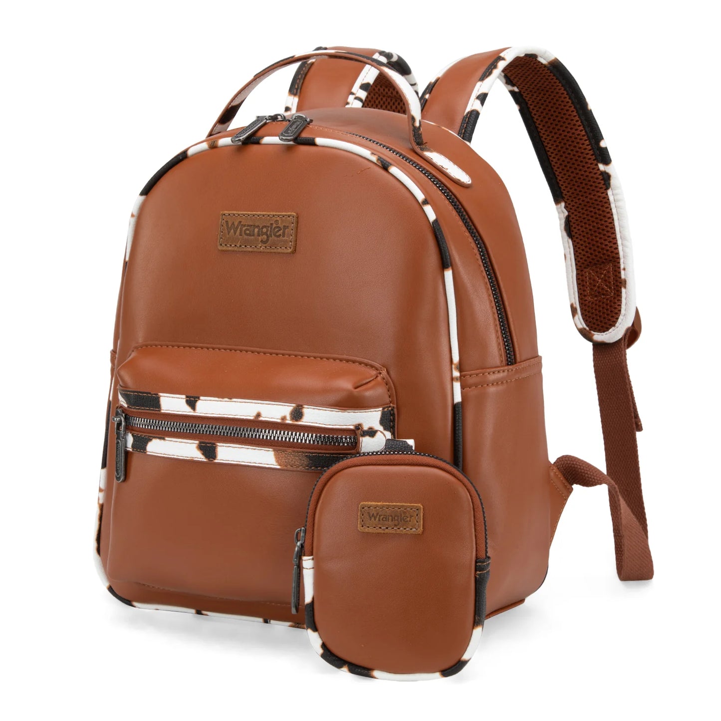 Wrangler Cow Print Backpack- Brown