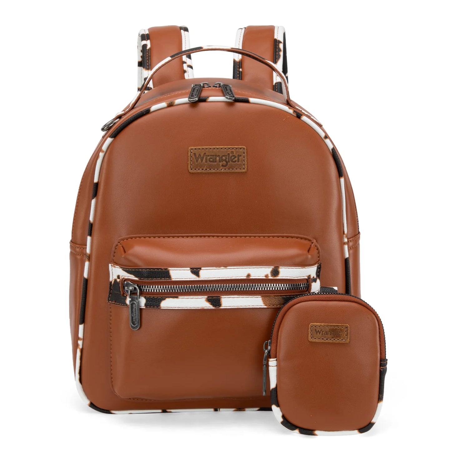 Wrangler Cow Print Backpack- Brown