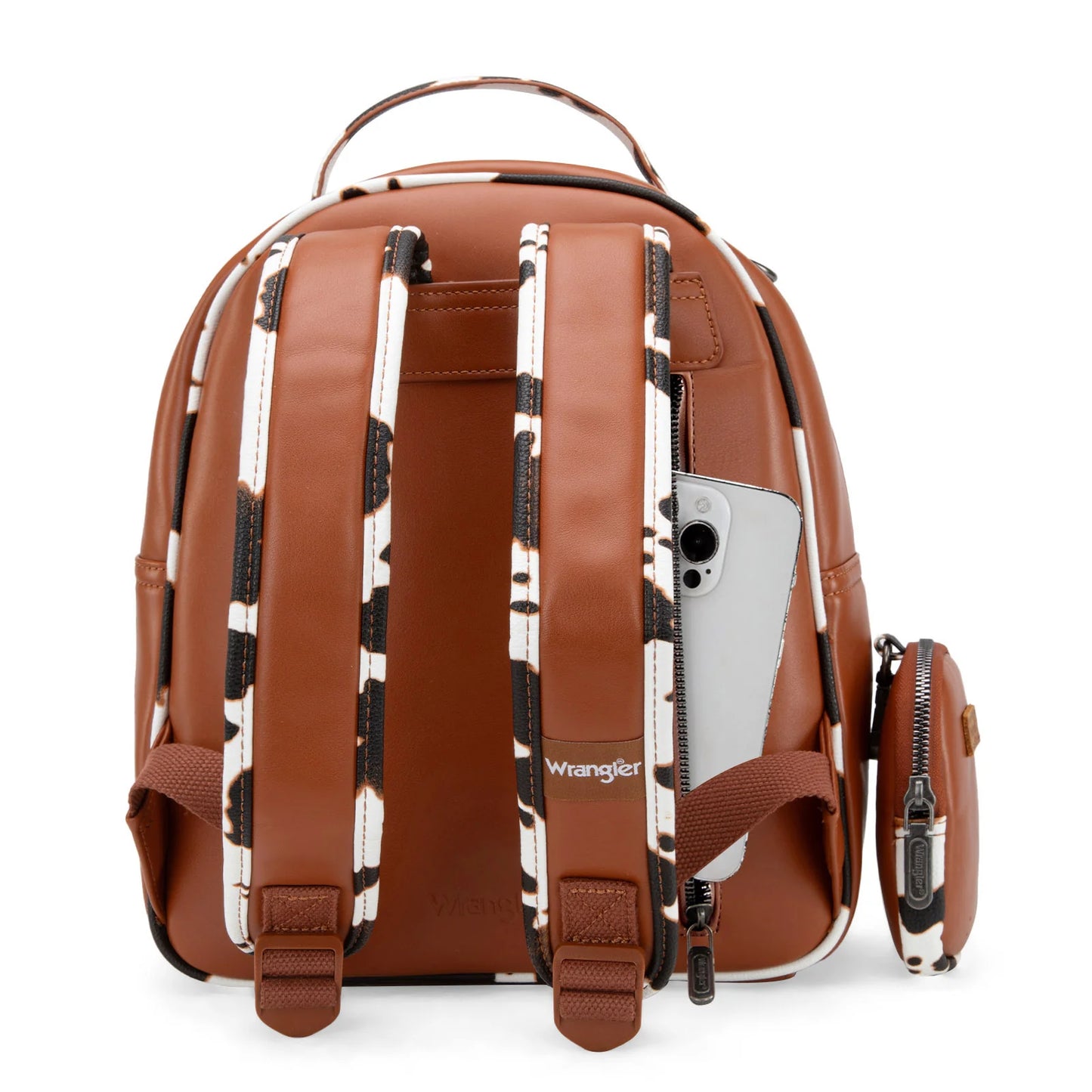 Wrangler Cow Print Backpack- Brown