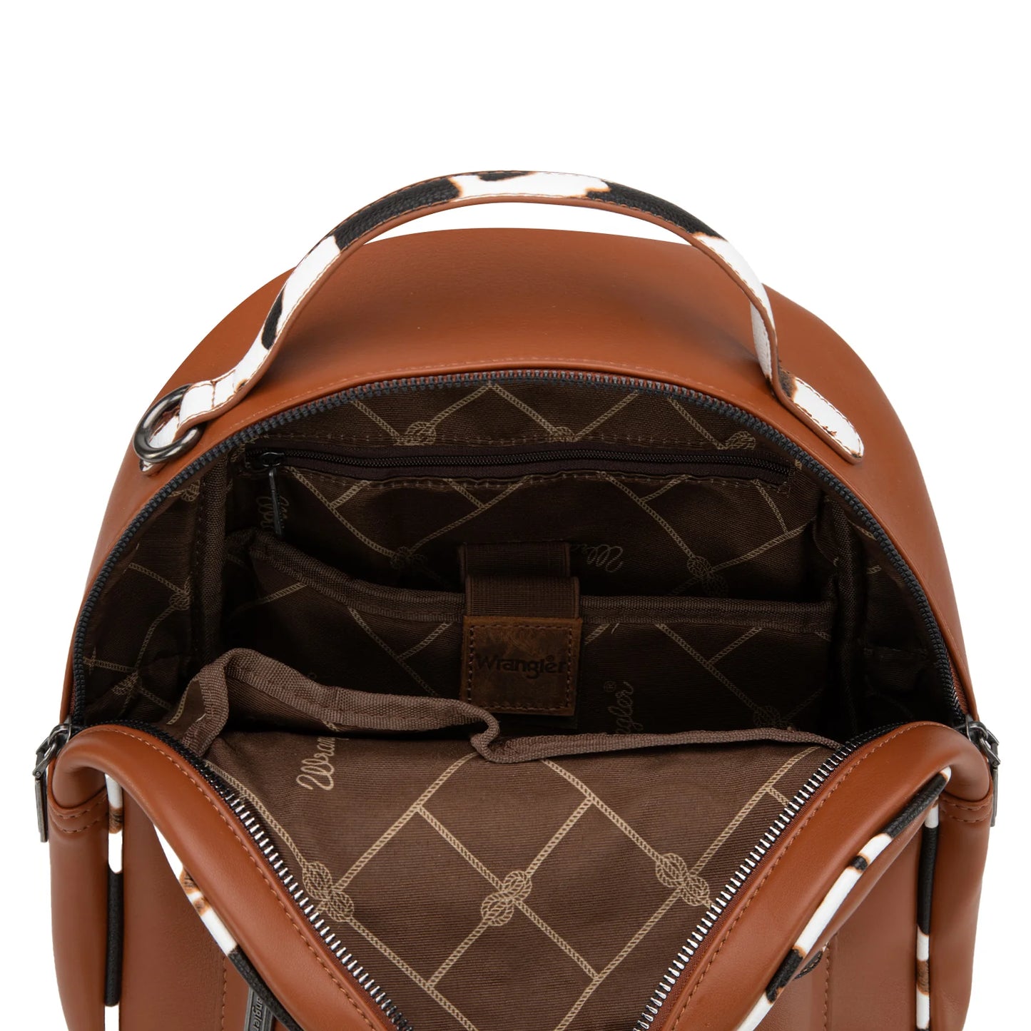 Wrangler Cow Print Backpack- Brown