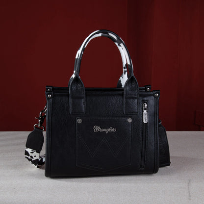 Wrangler Cow Print Crossbody Tote (Black)