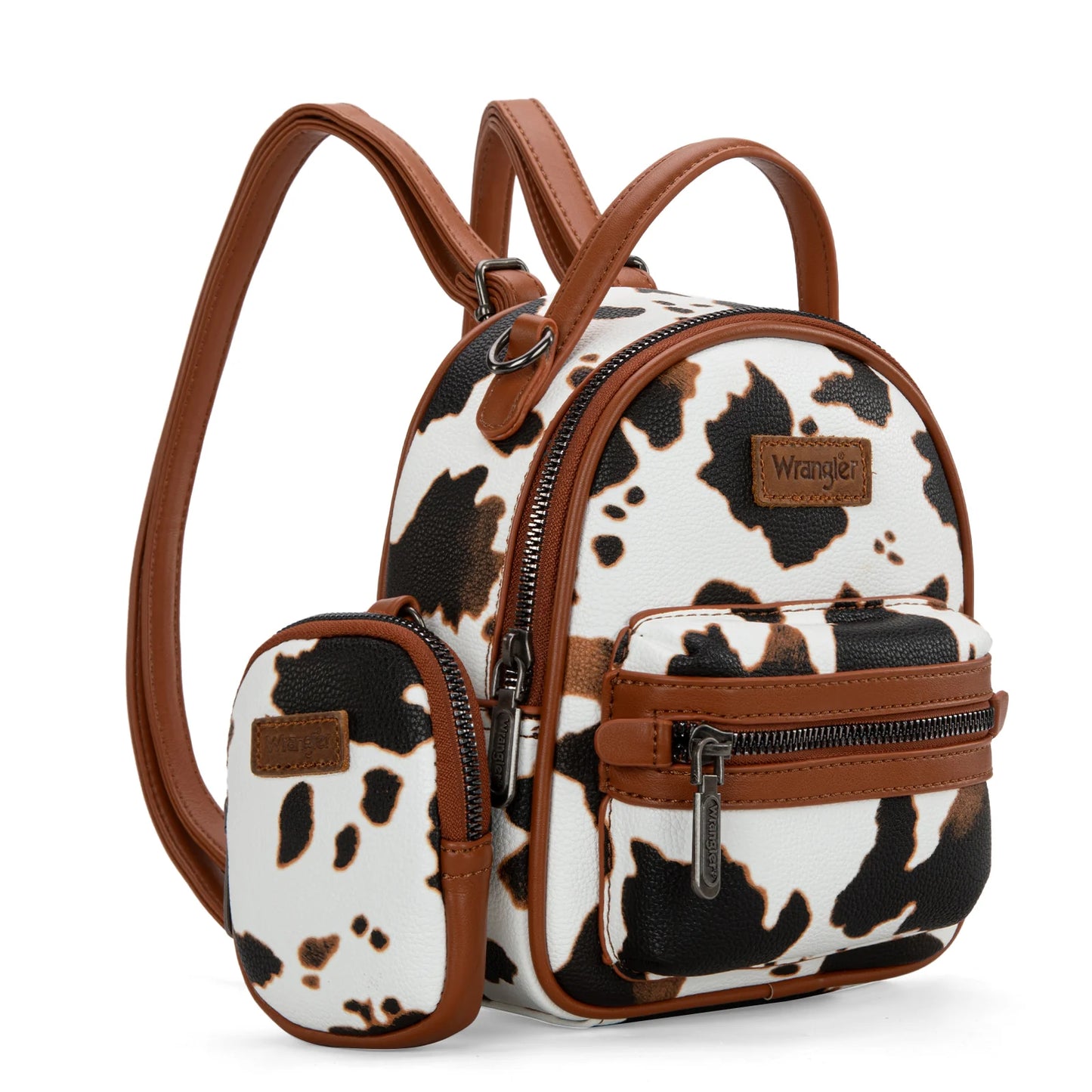 Wrangler Cow Print Mini Backpack- Brown