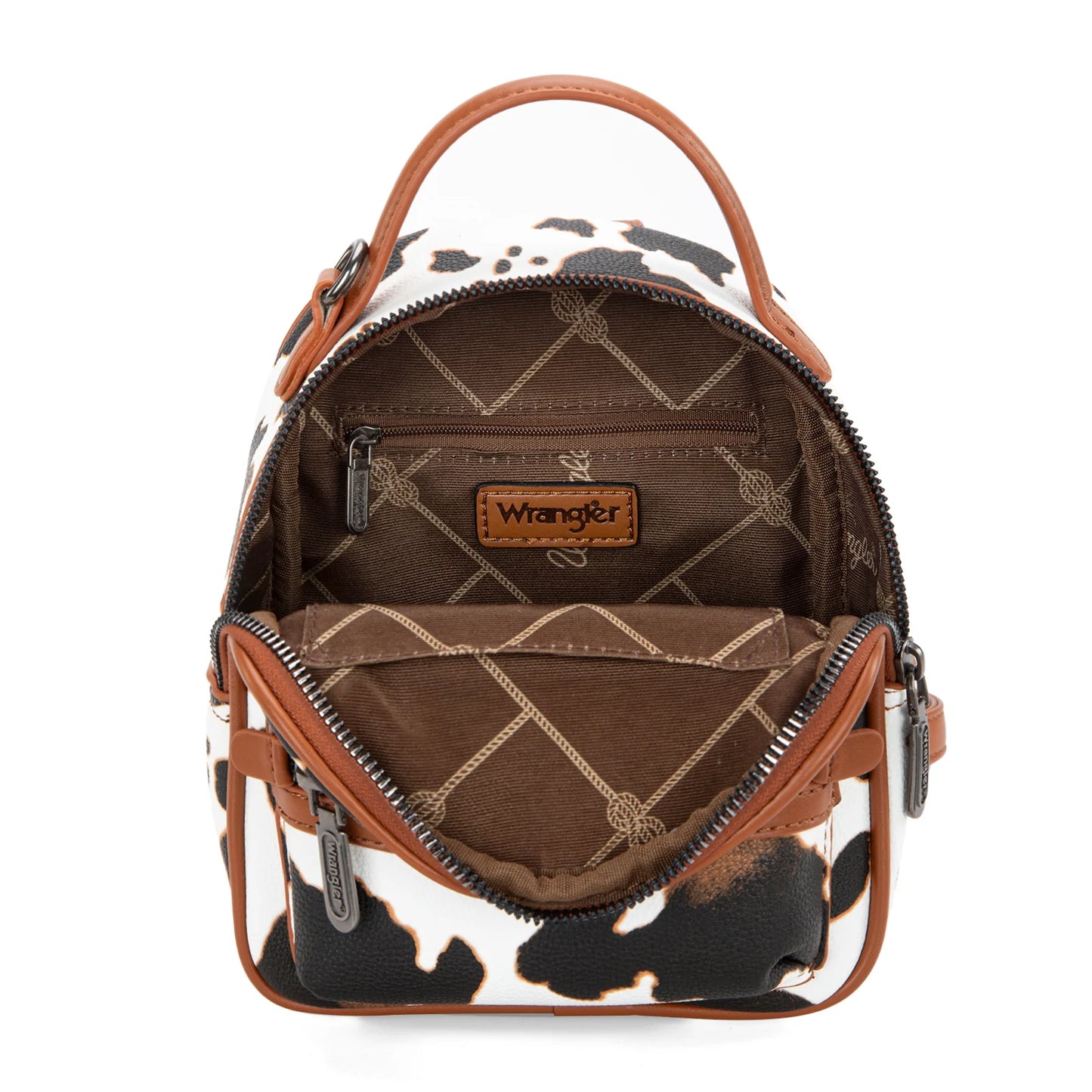 Wrangler Cow Print Mini Backpack- Brown