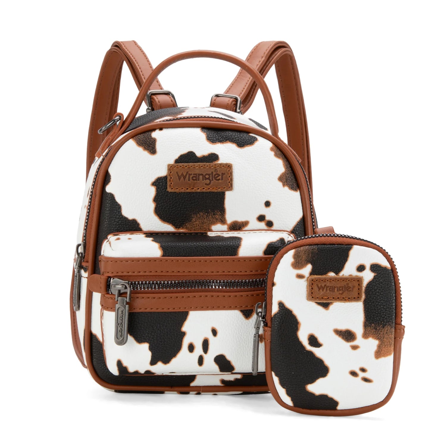 Wrangler Cow Print Mini Backpack- Brown