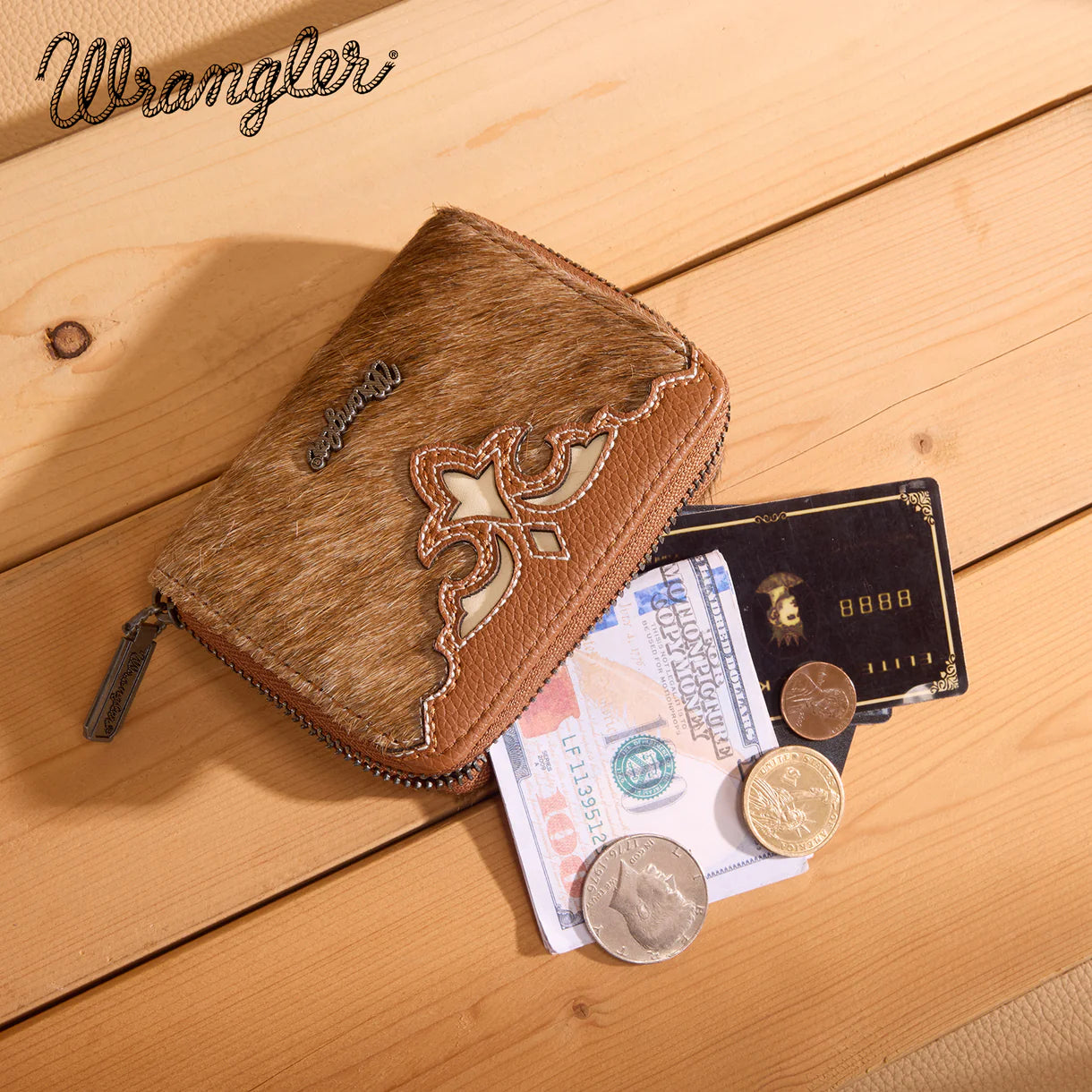 Wrangler Cowhide Mini Wallet | Brown