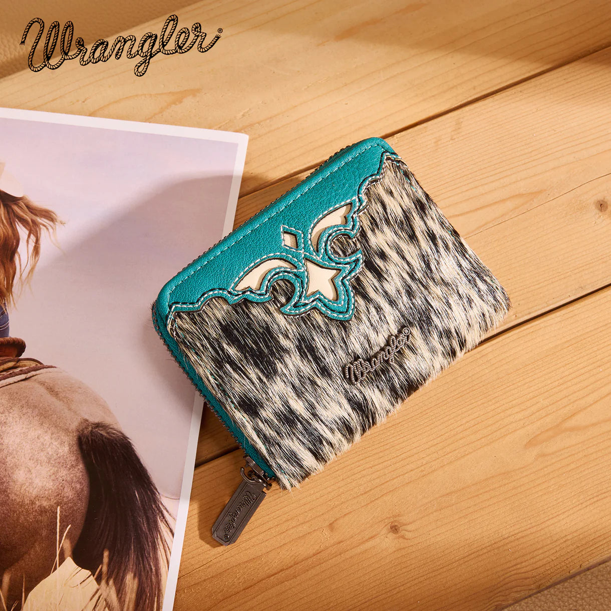Wrangler Cowhide Mini Wallet | Turquoise