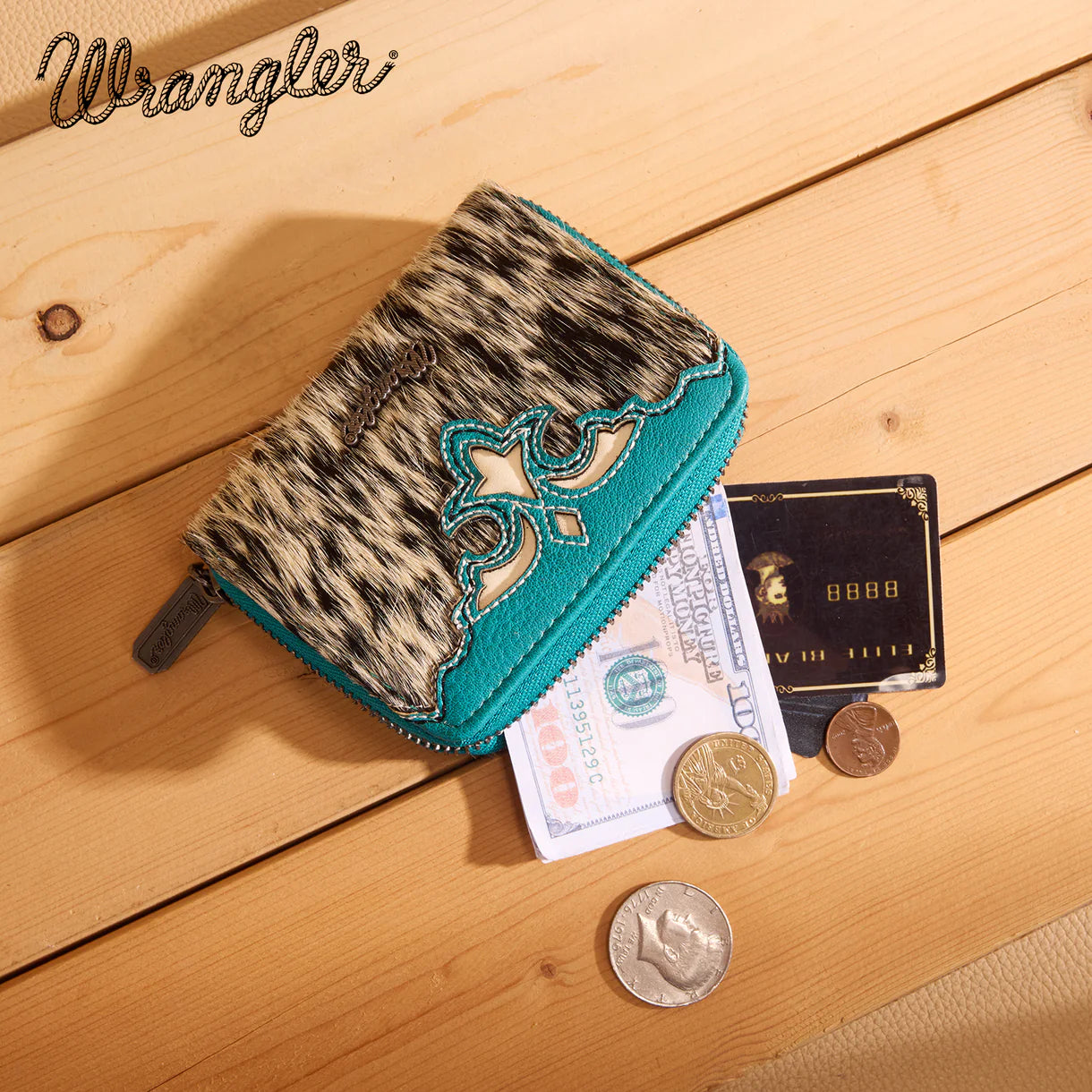 Wrangler Cowhide Mini Wallet | Turquoise