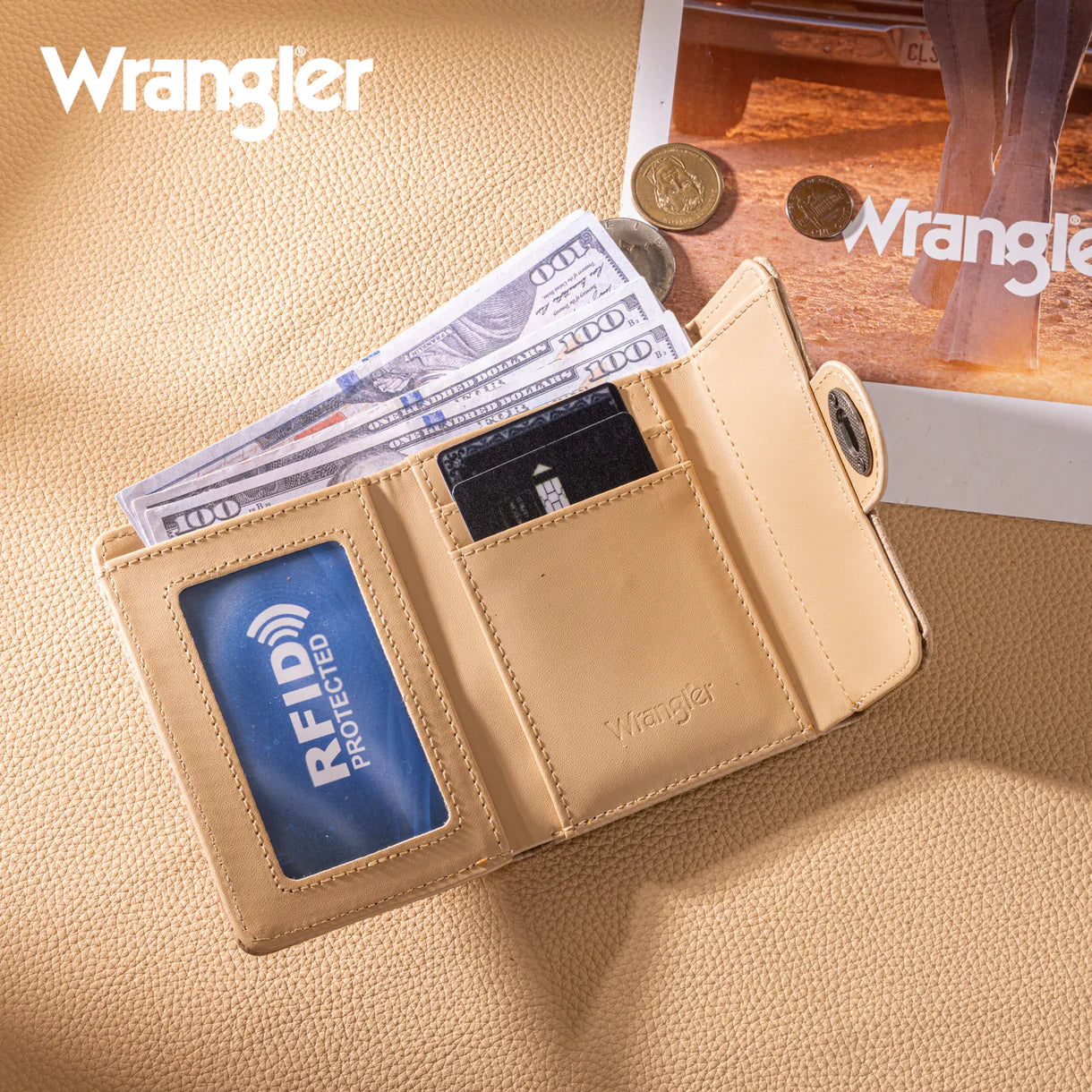 Wrangler Floral Mini Wallet | Tan