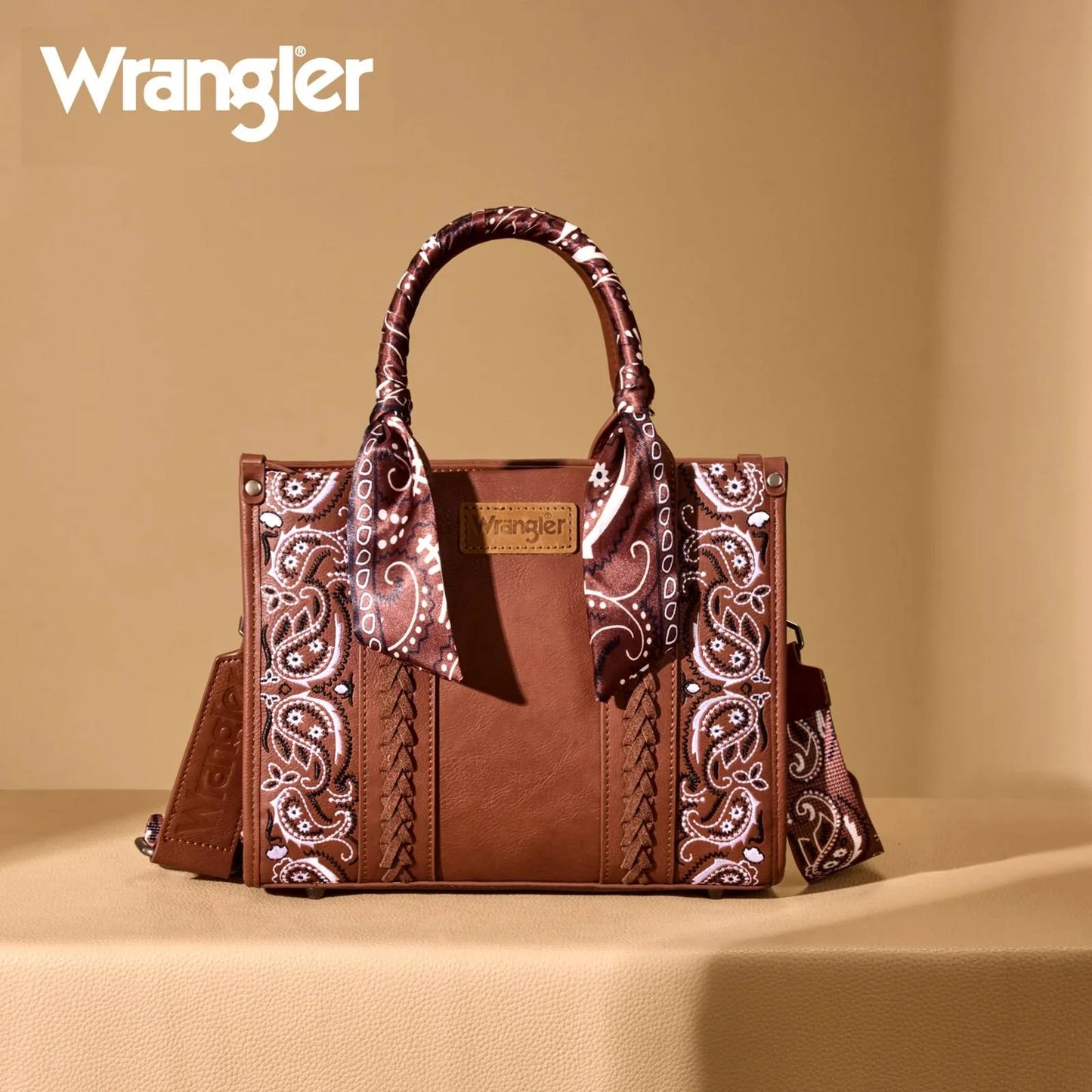 Wrangler Braided Paisley Bandana Tote Bag | Brown