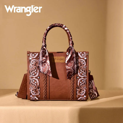Wrangler Braided Paisley Bandana Tote Bag | Brown