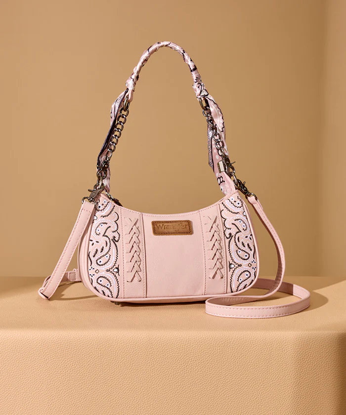 Wrangler Braided Paisley Bandana Shoulder Bag | Pink