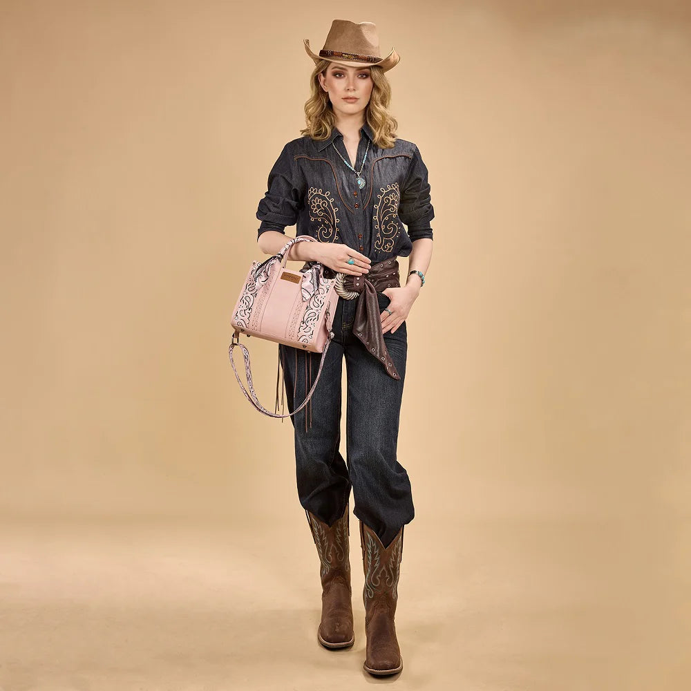 Wrangler Braided Paisley Bandana Tote Bag | Pink