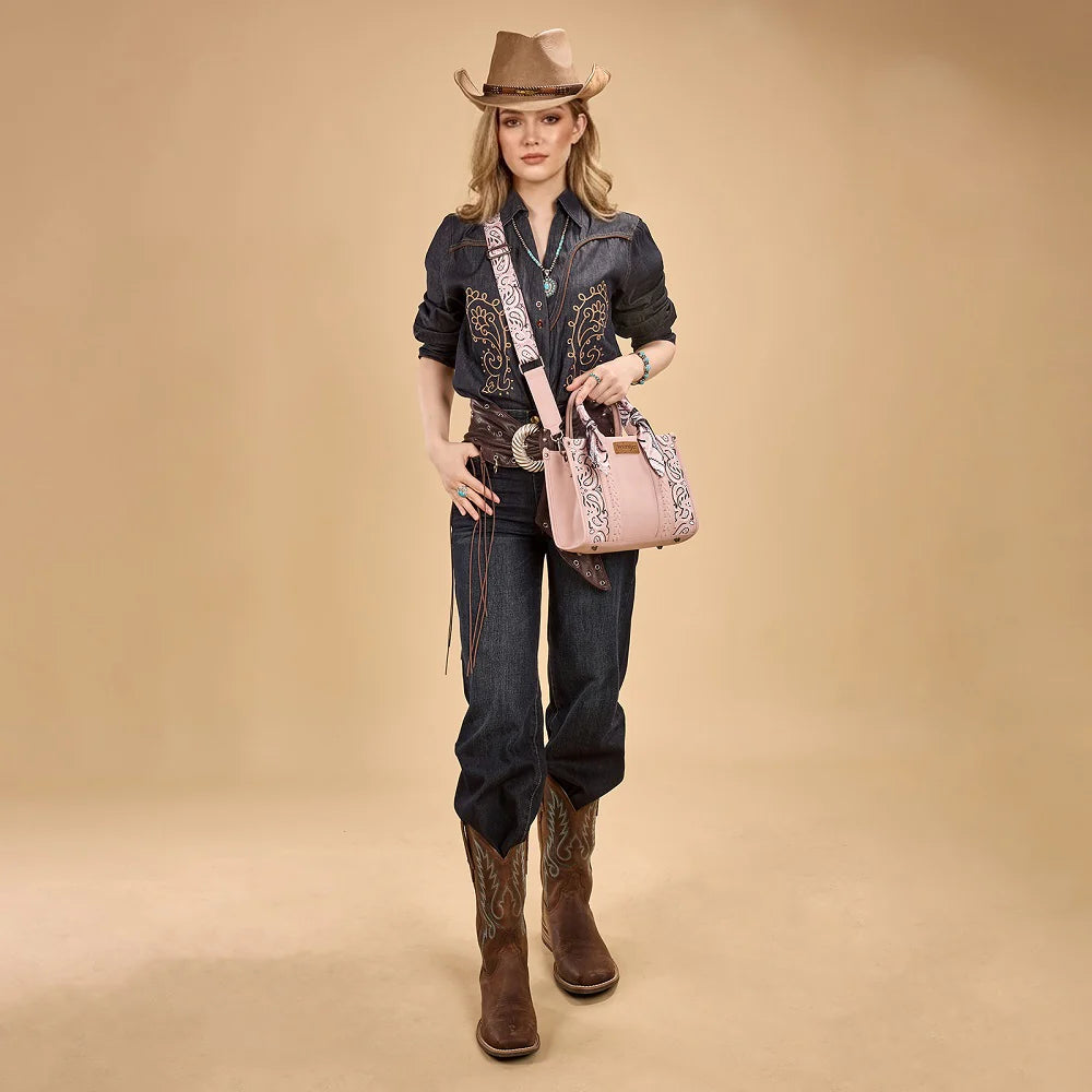 Wrangler Braided Paisley Bandana Tote Bag | Pink