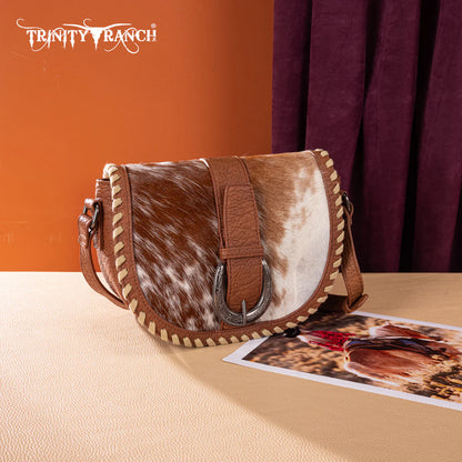 Western Cowhide Saddle Crossbody | Brown