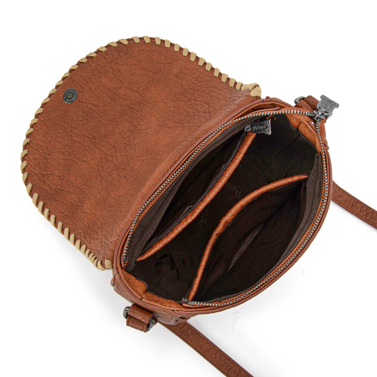 Western Cowhide Saddle Crossbody | Brown
