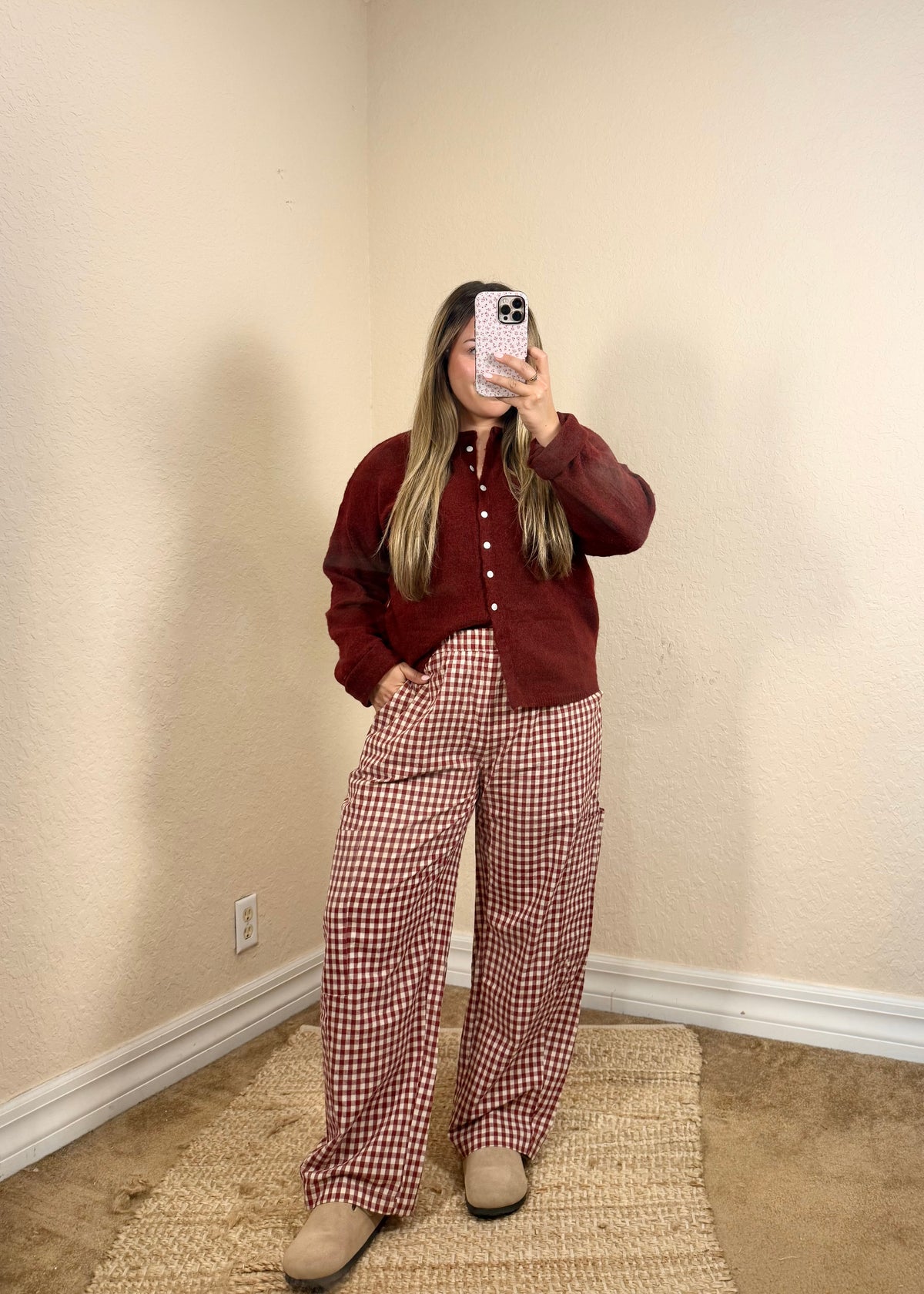Burgundy Fallon button cardigan for women