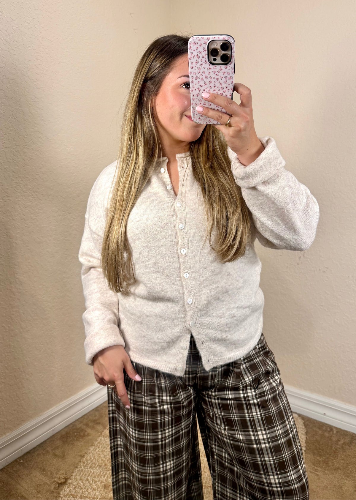Oatmeal Fallon button cardigan for women