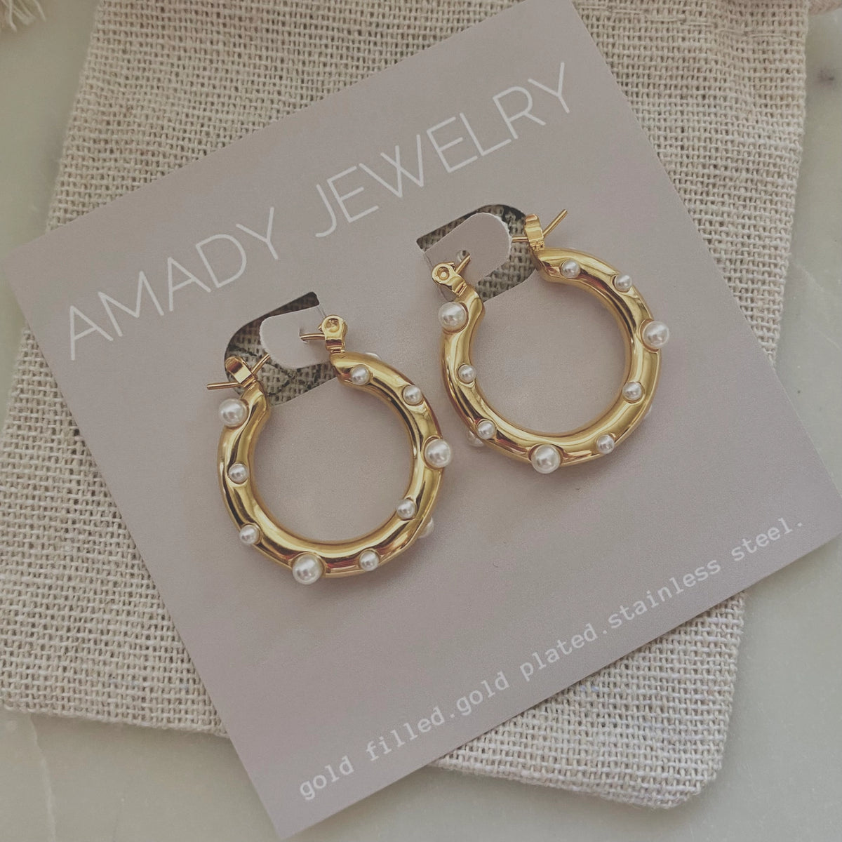 Heavenly Pearl Hoops | 18K Gold Plated