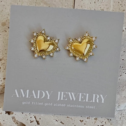 Set Apart Heart Studs | 18k Gold Plated