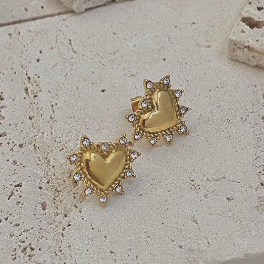 Set Apart Heart Studs | 18k Gold Plated