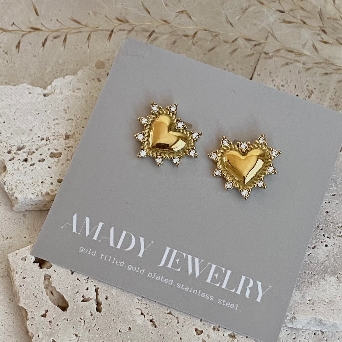Set Apart Heart Studs | 18k Gold Plated