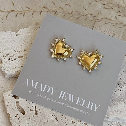 Set Apart Heart Studs | 18k Gold Plated
