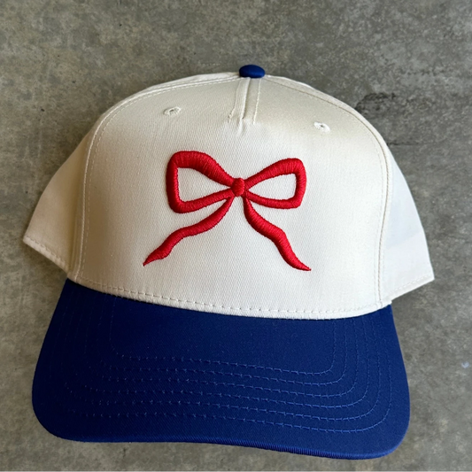 usa trucker hat with bow details perfect for summer vacay and patriotic parties
