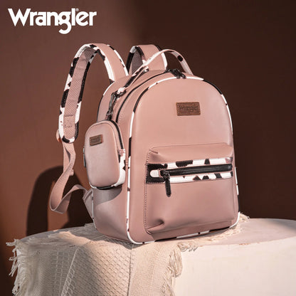 Wrangler Cow Print Backpack- Pink