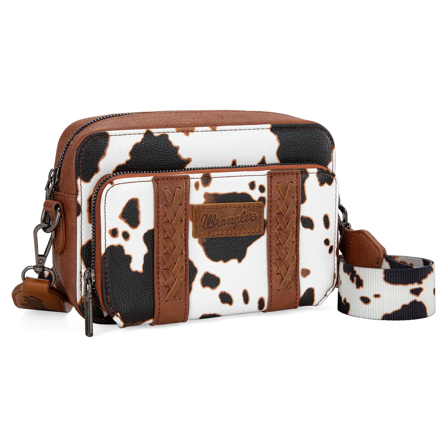 Wrangler Cow Print Crossbody- Brown