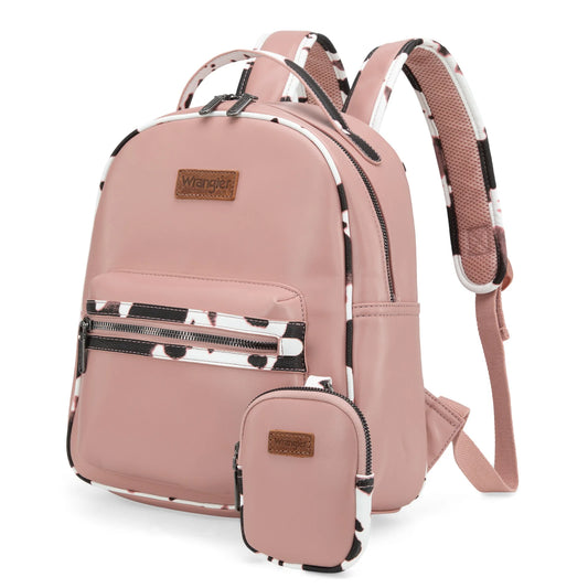 Wrangler Cow Print Backpack- Pink