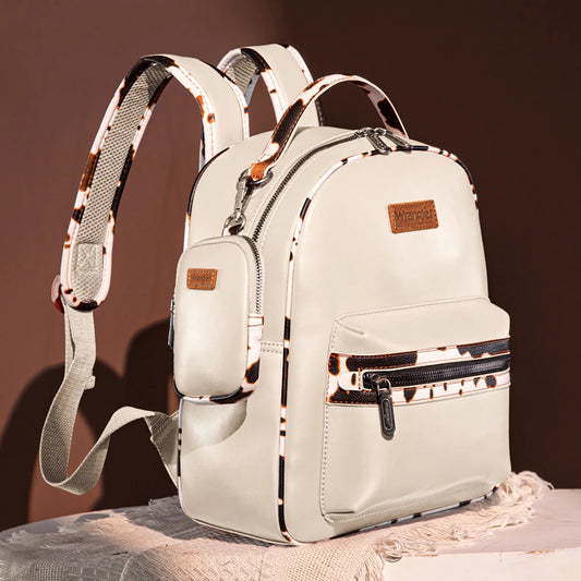 Wrangler Cow Print Backpack- Beige