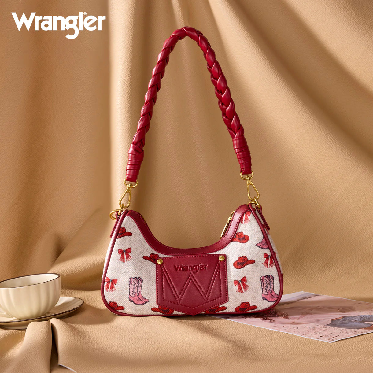 Wrangler Western Cowgirl Print Shoulder Bag | Pink