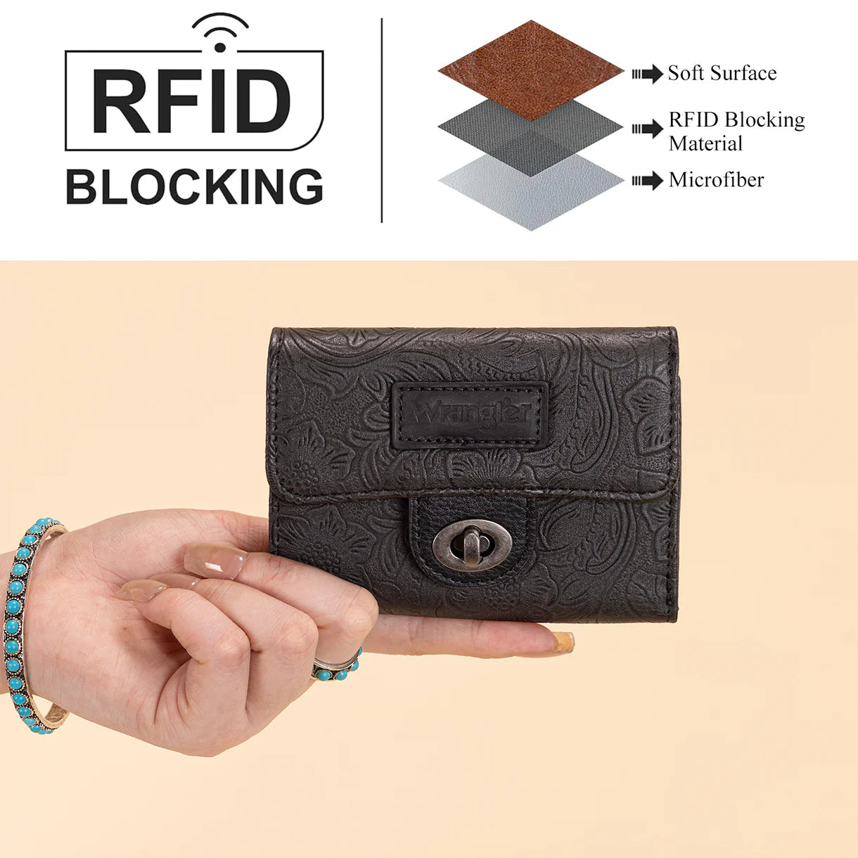 Wrangler Floral Mini Wallet | Black
