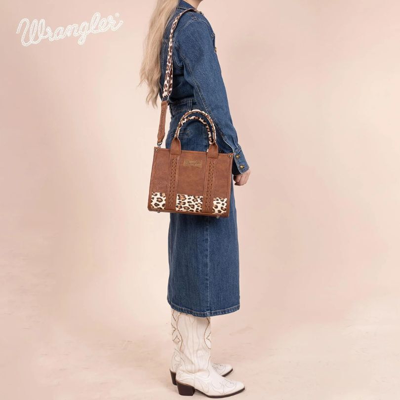 Wrangler Leopard Print Crossbody Tote | Brown