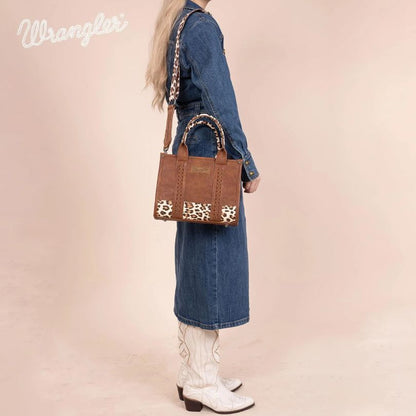 Wrangler Leopard Print Crossbody Tote | Brown