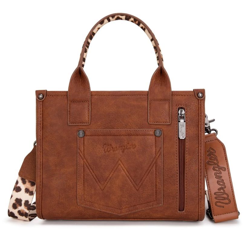 Wrangler Leopard Print Crossbody Tote | Brown