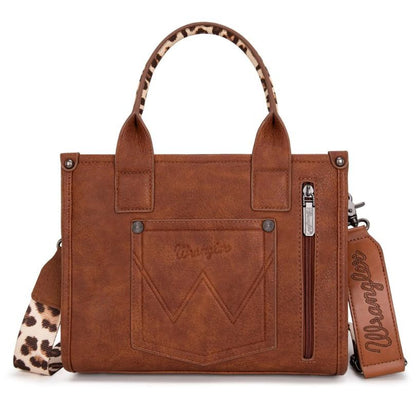 Wrangler Leopard Print Crossbody Tote | Brown