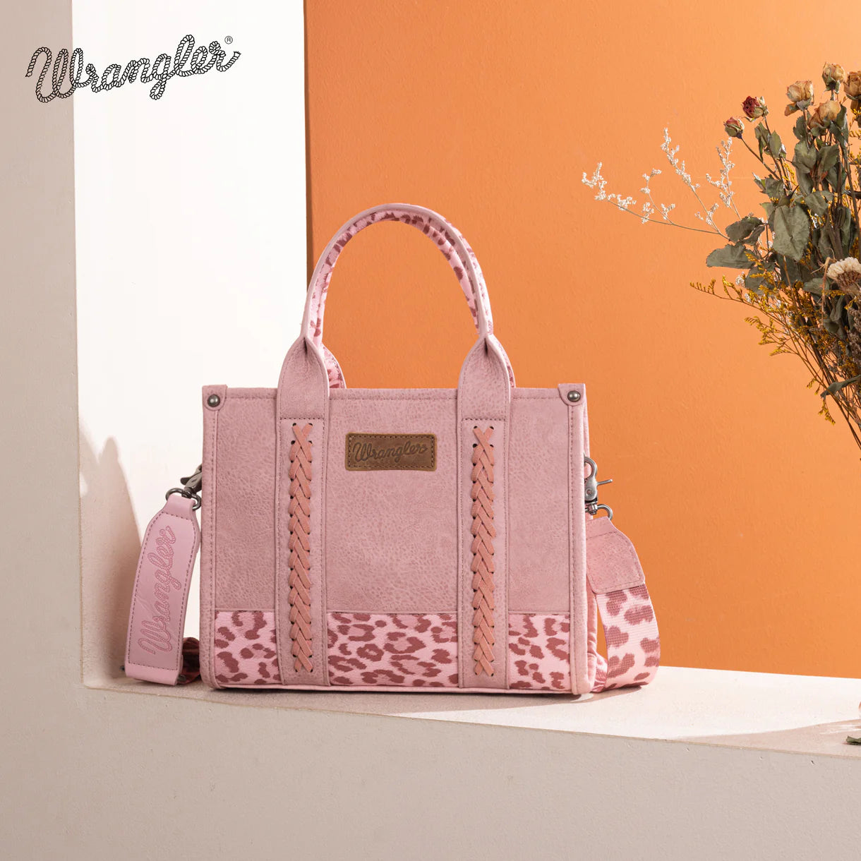Wrangler Leopard Print Crossbody Tote | Pink
