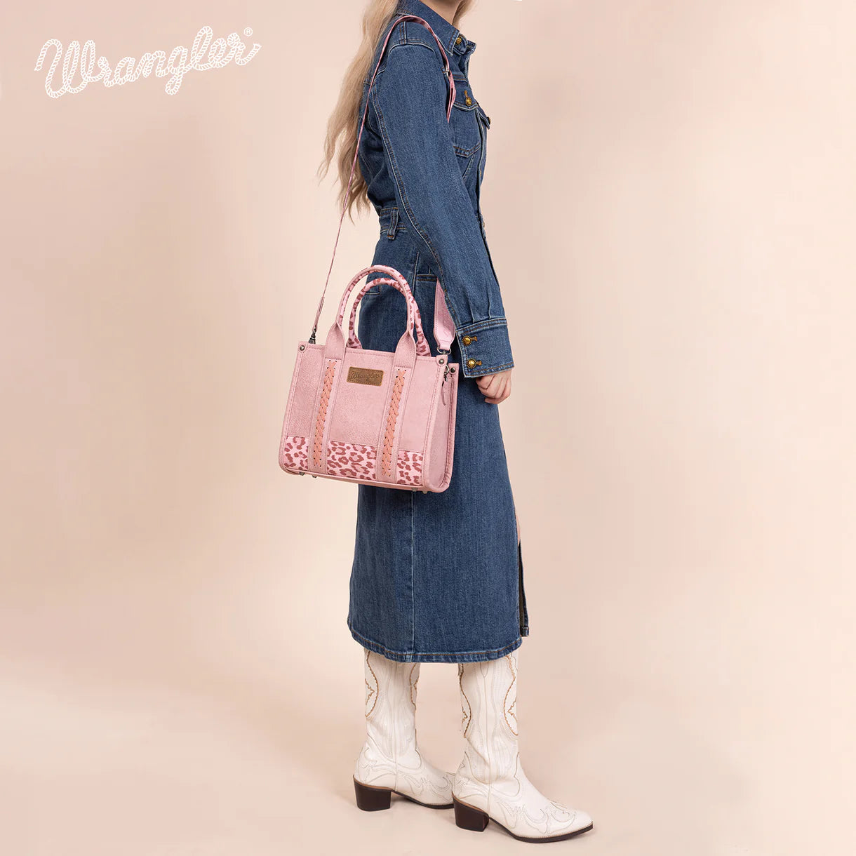 Wrangler Leopard Print Crossbody Tote | Pink