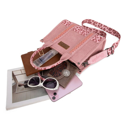 Wrangler Leopard Print Crossbody Tote | Pink