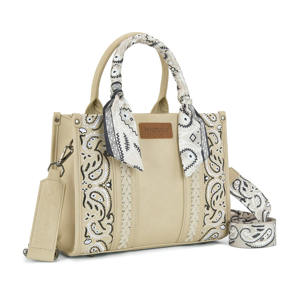 Wrangler Braided Paisley Bandana Tote Bag | Tan