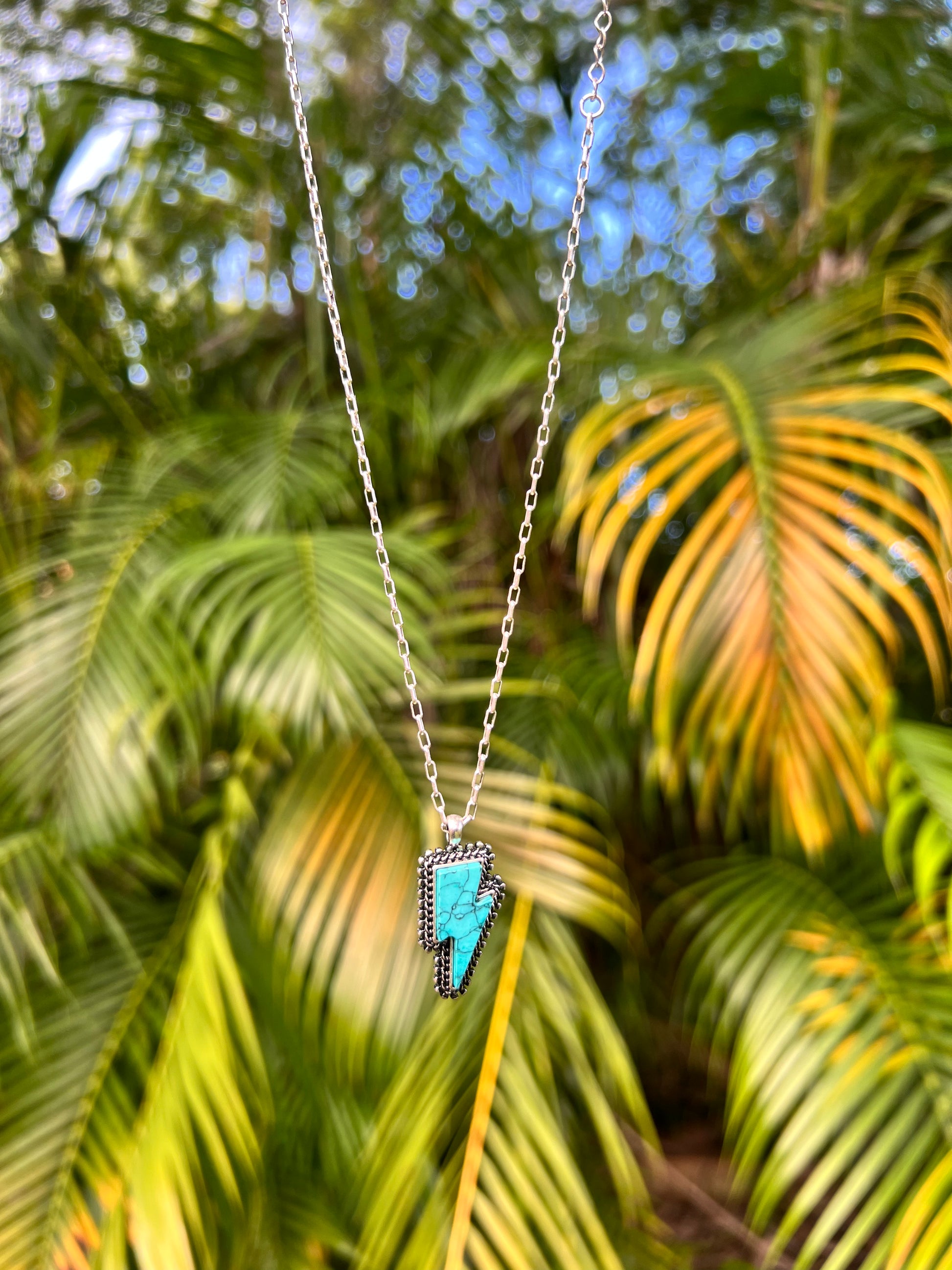 Turquoise lightning bolt necklace