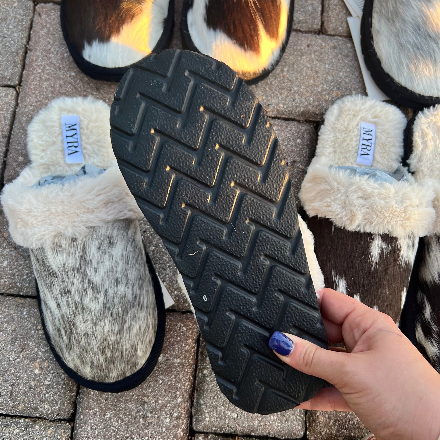 Clarabelle Cowhide Slippers