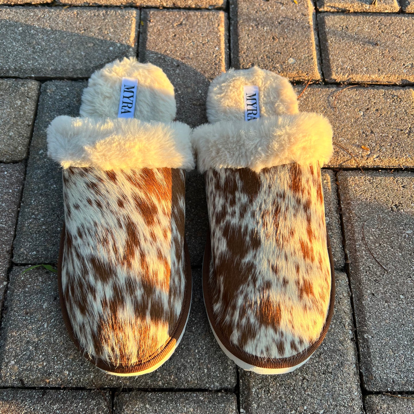 Honey Cowhide Slippers