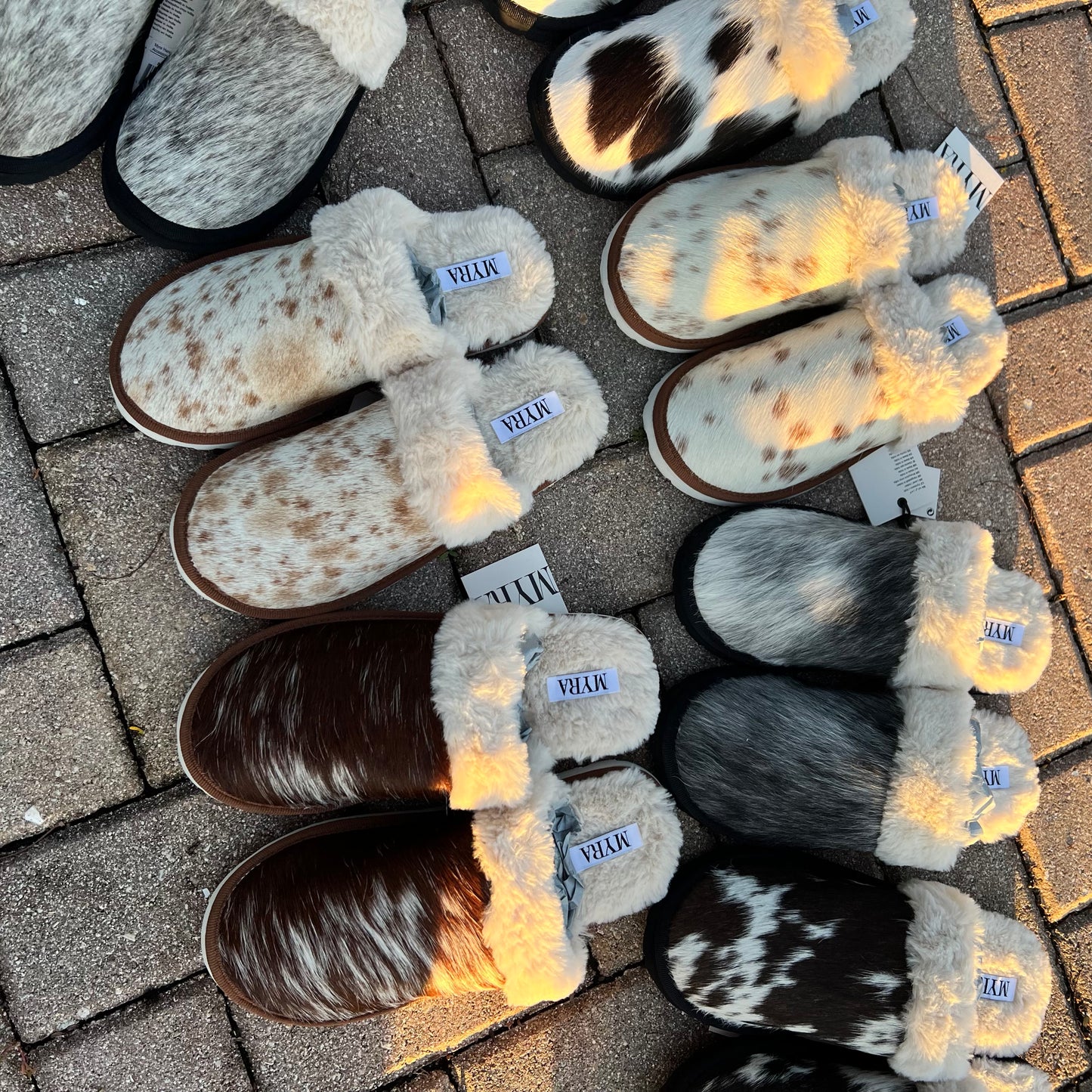 Honey Cowhide Slippers