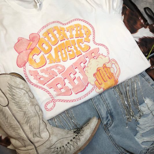 T-shirt Musique Country et Bière