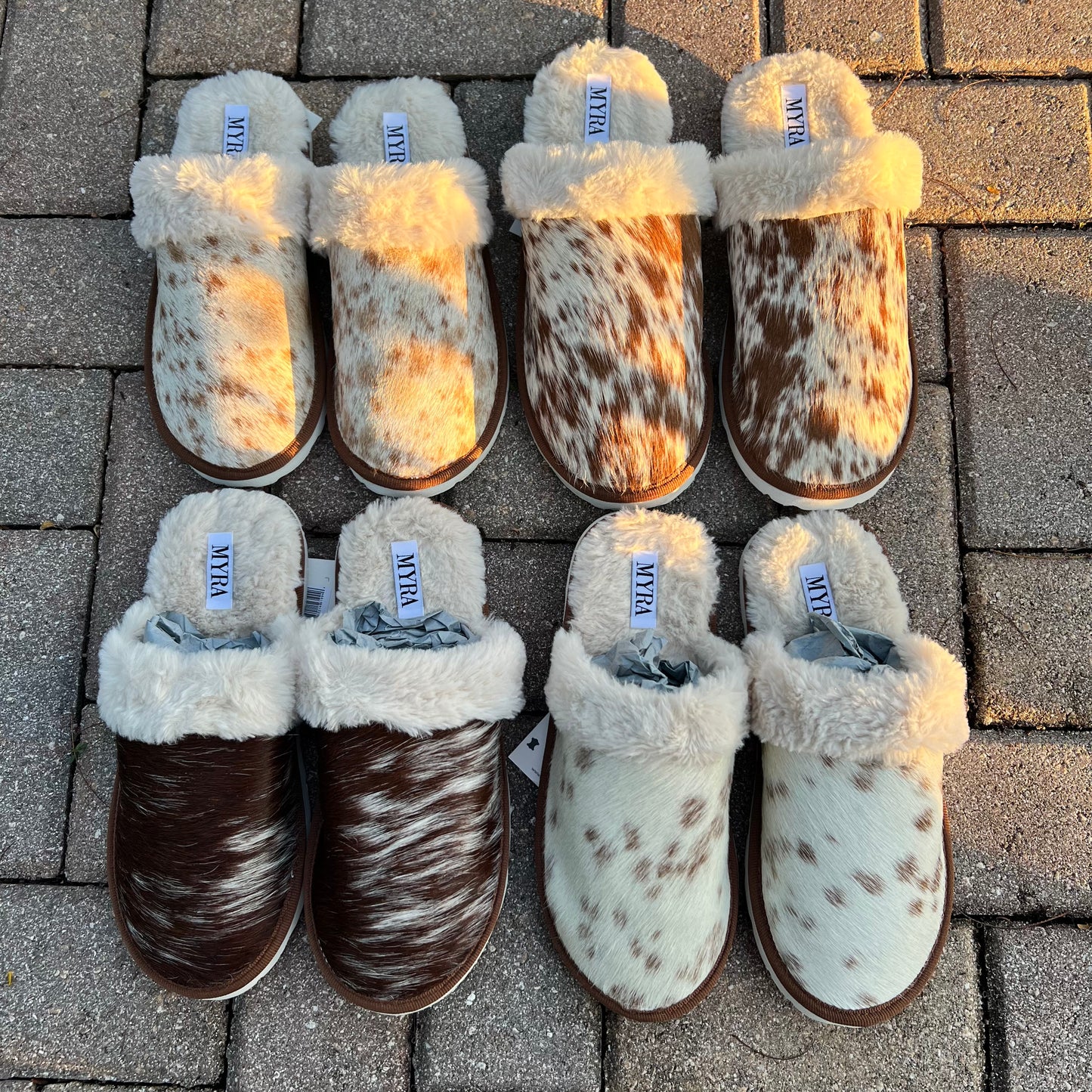 Honey Cowhide Slippers